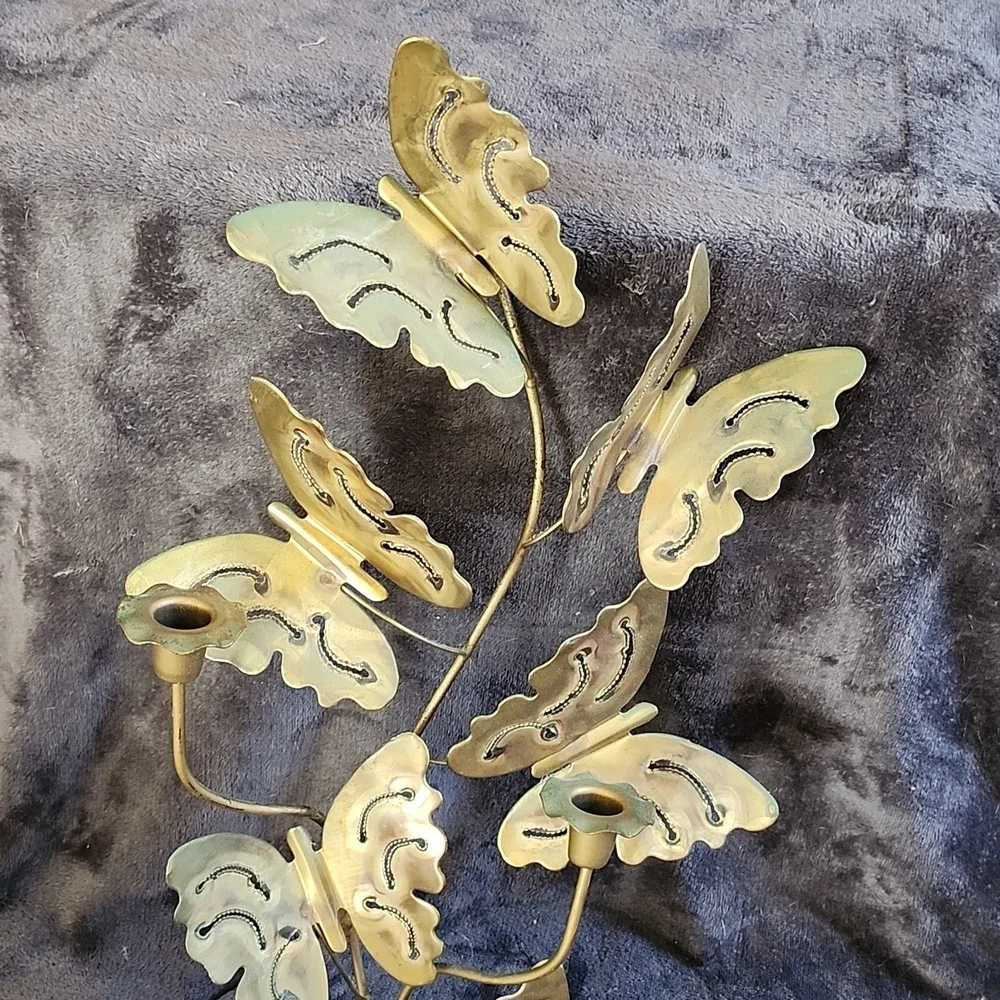 Vintage Brass Butterfly Wall Art  Gold-Copper Fluttering Movement MCM